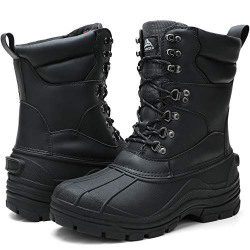 ALEADER Mens Snow Boots Waterproof Insulated Cold Weather Winter Warm Boots Black PU/01 13 US