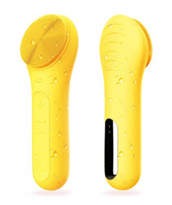 Sonic Facial Cleansing Brush, Waterproof Face Scrub Brush for Men & Women, Rechargeable Face Brushes for Cleansing and Exfoliating, Electric Face Scrubber Face Cleanser Brush (Yellow)