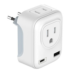 JMNGSHU European Travel Plug Adapter for EU Italy Spain France Germany Greece Israel, White1