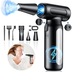 Electric Compressed Air Duster - 32,0000 RPM Rechargeable Cordless Air Blower for PC, Computer Keyboard Cleaning Kit - Mini Battery Powered Air Duster for Electronics, Car, Home - Replaces Air Cans