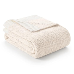 Snuggle Sac Heather Ivory Oversized Throw Blanket for Couch