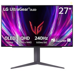 LG 27GS93QE 27-inch Ultragear OLED Gaming Monitor QHD 1440p 240Hz 0.03ms DisplayHDR True Black 400 AMD FreeSync Premium Pro NVIDIA G-Sync HDMI 2.1 DisplayPort Tilt/Height/Pivot Stand Black