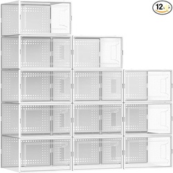 Secret Space 12 Pack Large Shoe Organizer Storage Boxes for Closet