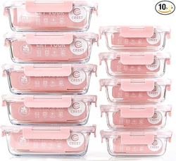 C CREST [10 Pack] Glass Meal Prep Containers