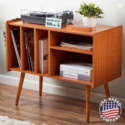 LOFT + IVY Record Player Stand with Vinyl Storage