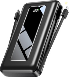 Portable Charger Power Bank, 50000mAh Travel Camping Essential Battery Pack with Built-in Cables, PD 22.5W Fast Charging & Flashlight, Large Capacity Portable Phone Charger for iPhone, Samsung, iPad