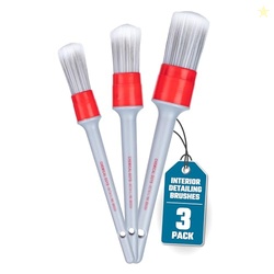 CHEMICAL GUYS ALL IN THE DETAILS INTERIOR DETAILING BRUSH SET - 3-PIECE SOFT & DURABLE CAR DETAILING BRUSHES FOR VENTS, CONSOLES, BUTTONS, TRIM & HARD-TO-REACH AREAS IN CARS, TRUCKS, SUVS & RVS
