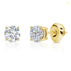 Amazon Essentials IGI Certified 0.5 Carat Solitaire Lab Grown Diamond Stud Earrings for Women in Solid Yellow 14K Gold - 4 Prong Round Cut (G-H Color, VS1-VS2 Clarity)