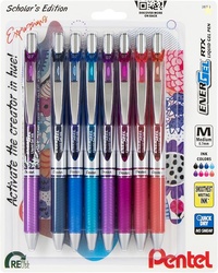Pentel EnerGel RTX Retractable Liquid Gel Pen, Creator Expressions,  Pack of 8 Pens 