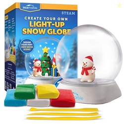 Blue Marble Light-Up Christmas Snow Globe for Kids Kit  Create a Holiday Scene with Clay, Snowflake Confetti & Snowman Figure, Plastic Snow Globe Kit, Christmas Crafts for Kids, Stocking Stuffers
