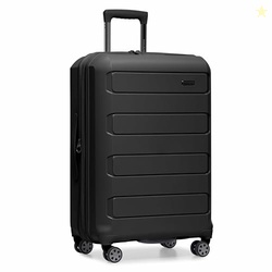 Traveler's Choice Pagosa Indestructible Hardshell Expandable Spinner Luggage, Black, 26-Inch Medium