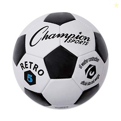 CHAMPION SPORTS RETRO SOCCER BALL, SIZE 5 , BLACK/WHITE