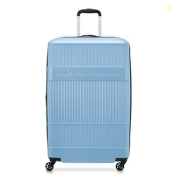 United Colors of Benetton Ribbed Hardside Expandable Luggage with Spinner Wheels, Light Blue, Checked-Large 29 Inch