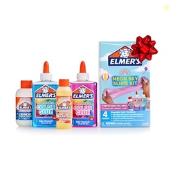Elmer's Neon Sky Slime Kit, Slime Supplies Include Transparent Color Liquid Glue, Crunchy & Cherry Limeade Slime Activators, 4 Count
