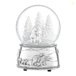 Reed And Barton Snow Globe, North Pole Bound Polar Bears Musical Snow Globe, Made From Resin & Glass, Silver-Plated Polar Bear, Plays Jingle Bell, Winter Decor, Christmas Decorations (Silver, 1 Piece)