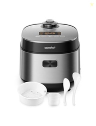 COMFEE' Compact Rice Cooker 8 Cups Cooked/4 Cups Uncooked, 9-in-1 Multi Cooker, Fast Rice Maker, Steam, Brown Rice, Grains, Fuzzy Logic Technology, Grey