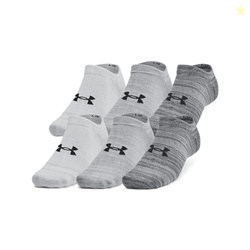 Under Armour Unisex-Adult Essential No Show Socks 6 Pack, (025) Castlerock/Castlerock/Anthracite, Medium