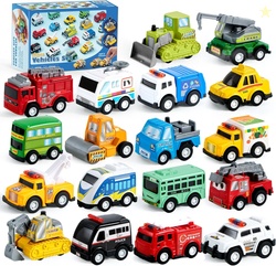 JOYIN 18 PCS PULL BACK CITY CARS AND TRUCKS TOY