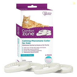 COMFORT ZONE CAT CALMING COLLAR VALUE PACK: 4 30-DAY CALMING COLLARS FOR 120 DAYS OF CALM; CAT PHEROMONES HELP ANXIETY, REDUCE STRESS, URINE MARKING, SCRATCHING; INDOOR OR OUTDOOR CATS; LONG-LASTING
