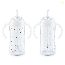 NUK Learner Straw Cup, 10oz, 2-Pack - Toddler Sippy Cup with Soft Straw for Easy Drinking, Suitable for Ages 8 Months and Up, Timeless Collection