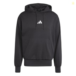ADIDAS MEN'S ESSENTIALS FEEL COZY FLEECE SPORTSWEAR HOODIE, BLACK/WHITE, LARGE