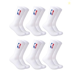 Ultra Game NBA Official Youth Athletic Cushioned Secure Fit Crew Socks - 6 Pack, NBA, Red Blue Logo, Y9-11