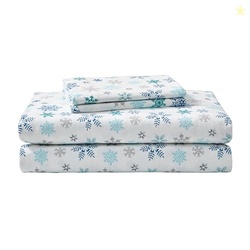 Eddie Bauer - King Sheets, Cotton Flannel Bedding Set, Brushed For Extra Softness, Cozy Home Decor (Tossed Snowflake, King)