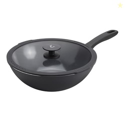 HENCKELS X EMERIL LAGASSE NOLA 11-INCH NONSTICK WOK WITH LID, HEAVY-GAUGE ALUMINUM FOR FAST, EVEN HEAT COOKING, MADE IN ITALY, BLACK