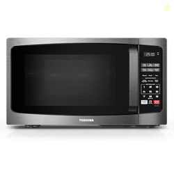 TOSHIBA ML-EM09PA(BS) Small Microwave Oven with 6 Auto Menus, Mute Function & Child Lock, LED Lighting, Perfect for Apartment, 0.9 Cu Ft, 10.6 Inch Removable Turntable, 900W, Black Stainless Steel