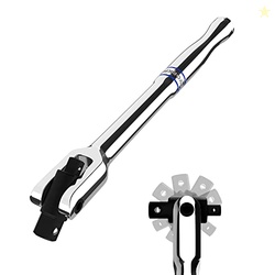 WORKPRO Dual Drive Breaker Bar, 3/8" & 1/4" Drive, Heavy Duty Breaker Bars, 8-inch Length with 360 Rotatable Head, Spring-loaded Detent Ball, Chrome Vanadium Steel Made