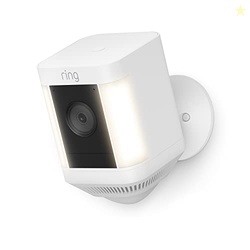 Ring Spotlight Cam Plus, Battery (newest model), Home or business security with HD video, Two-Way Talk, Color Night Vision, and Security Siren, White