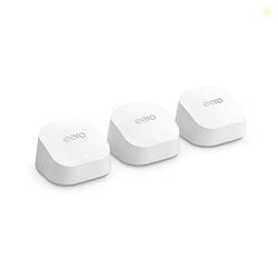 AMAZON EERO 6+ MESH WIFI SYSTEM - SUPPORTS INTERNET PLANS UP TO A GIGABIT, COVERAGE UP TO 4,500 SQ. FT., CONNECT 75+ DEVICES, 3-PACK