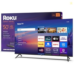 Roku Smart TV 2025  50-Inch Select Series, 4K HDR TV  RokuTV with Enhanced Voice Remote  Flat Screen LED Television with Wi-Fi for Streaming Live Local News, Sports, Family Entertainment