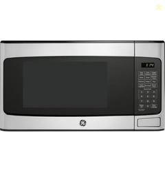 GE Countertop Microwave Oven, Compact 1.1 Cubic Ft., 950-watt Capacity, 6 Auto Cooking Settings, Child-Lock Technology, Kitchen Essentials for the Countertop, Dorm Room or Apartment, Stainless Steel