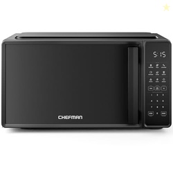 Chefman Countertop Microwave Oven 0.7 Cu. Ft., 700 Watts with 10 Power Levels, 6 Cooking Presets with One-Touch Express Cook, Eco Mode, Child Safety Lock, & Mute Button - Black