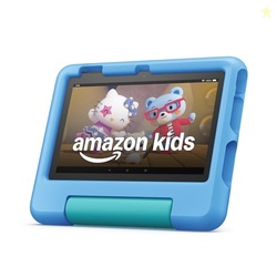 Amazon Fire 7 Kids tablet, ages 3-7. Top-selling 7" kids tablet on Amazon. Includes ad-free and exclusive content, easy parental controls, 10-hr battery, 16 GB, Blue