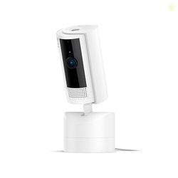 RING PAN-TILT INDOOR CAM (NEWEST MODEL), SEE ALL AROUND YOUR HOME OR BUSINESS WITH 360 PAN COVERAGE, HD VIDEO, PLUS TWO-WAY TALK, WHITE