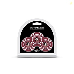 Team Golf NCAA Florida State Seminoles 3 Pack Golf Chip Ball Markers, Poker Chip Size with Pop Out Smaller Double-Sided Enamel Markers
