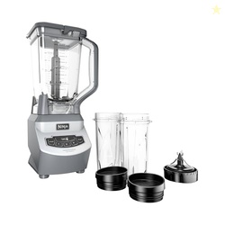 Ninja BL660 Professional Compact Smoothie & Food Processing Blender, 1100-Watts, 3 Functions -for Frozen Drinks, Smoothies, Sauces, & More, 72-oz.* Pitcher, (2) 16-oz. To-Go Cups & Spout Lids, Gray