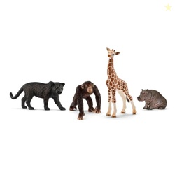 Schleich Wild Life - 4 PC Safari Animals Figurines Set with Lion, Zebra, Monkey and Elephant Toys - Realistic African Animal Figures Playset for Boys and Girls - Educational Toys for Kids Ages 3+