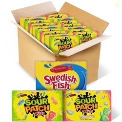 SOUR PATCH KIDS and SWEDISH FISH Soft & Chewy Candy Variety Pack, Bulk Candy, 15 Boxes