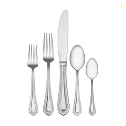 Mikasa Regent Bead 65-Piece Flatware Set for 12, 18/10 Stainless Steel Silverware with Full Service and Serving Utensils, Classic Beaded Edge Design