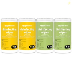 Amazon Basics Disinfecting Wipes, Lemon & Fresh Scent, Sanitizes/Cleans/Disinfects/Deodorizes, 340 Count (4 Packs of 85)