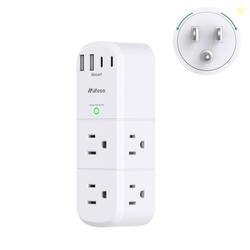 Surge Protector Outlet Extender with Rotating Plug, 6 AC Multi Plug Wall Outlets and 4 USB Ports, 1800 Joules, Swivel Power Strip Electrical Splitter for Home Decor Apartment Dorm Room Essentials