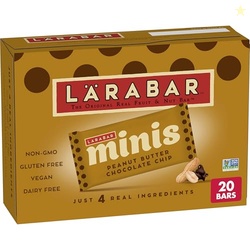 LARABAR PEANUT BUTTER CHOCOLATE CHIP MINI BARS, GLUTEN FREE VEGAN, 20 CT