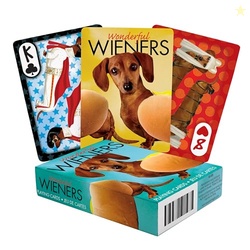AQUARIUS Wonderful Wieners Playing Cards - Cute Weiner Dog Themed Deck of Cards for Your Favorite Card Games - Weiner Dog Merchandise & Collectibles - Poker Size with Linen Finish