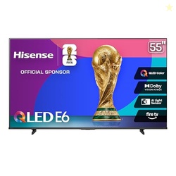 HISENSE 55" E6 CINEMA SERIES QLED 4K UHD SMART FIRE TV (55E6QF, 2025 MODEL) - QLED, AI LIGHT SENSOR, DOLBY VISION  ATMOS, VOICE REMOTE WITH ALEXA, MOTION RATE 120, HDR 10+ ADAPTIVE, GAME MODE PLUS