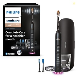 Philips Sonicare DiamondClean Smart 9500 Electric Toothbrush, Sonic Toothbrush with App, Pressure Sensor, Brush Head Detection, 5 Brushing Modes and 3 Intensity Levels, Black, Model HX9923/11