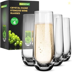 NutriChef 4-Piece Stemless Champagne Flutes Set