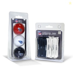 Team Golf NFL Tennessee Titans 3 Golf Balls And 50 Golf Tees Logo Imprinted Golf Balls (3 Count) & 2-3/4" Regulation Golf Tees (50 Count), Multi Colored